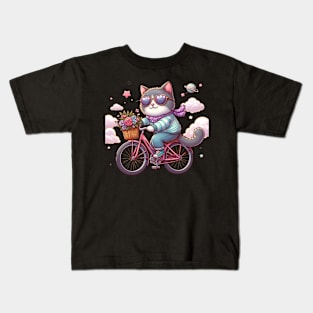 Anti Cycling Social Club: A Comedic Blend of Bikes and Cats Kids T-Shirt